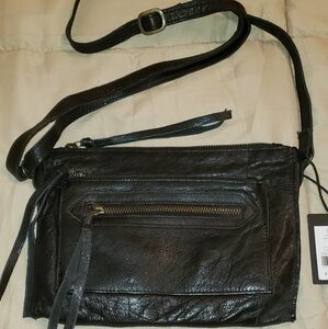 Day and Mood Black Leather "Anni" Crossbody NWT